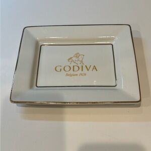 Godiva White and Gold Porcelain Trinket Dish 7 1/2 inches